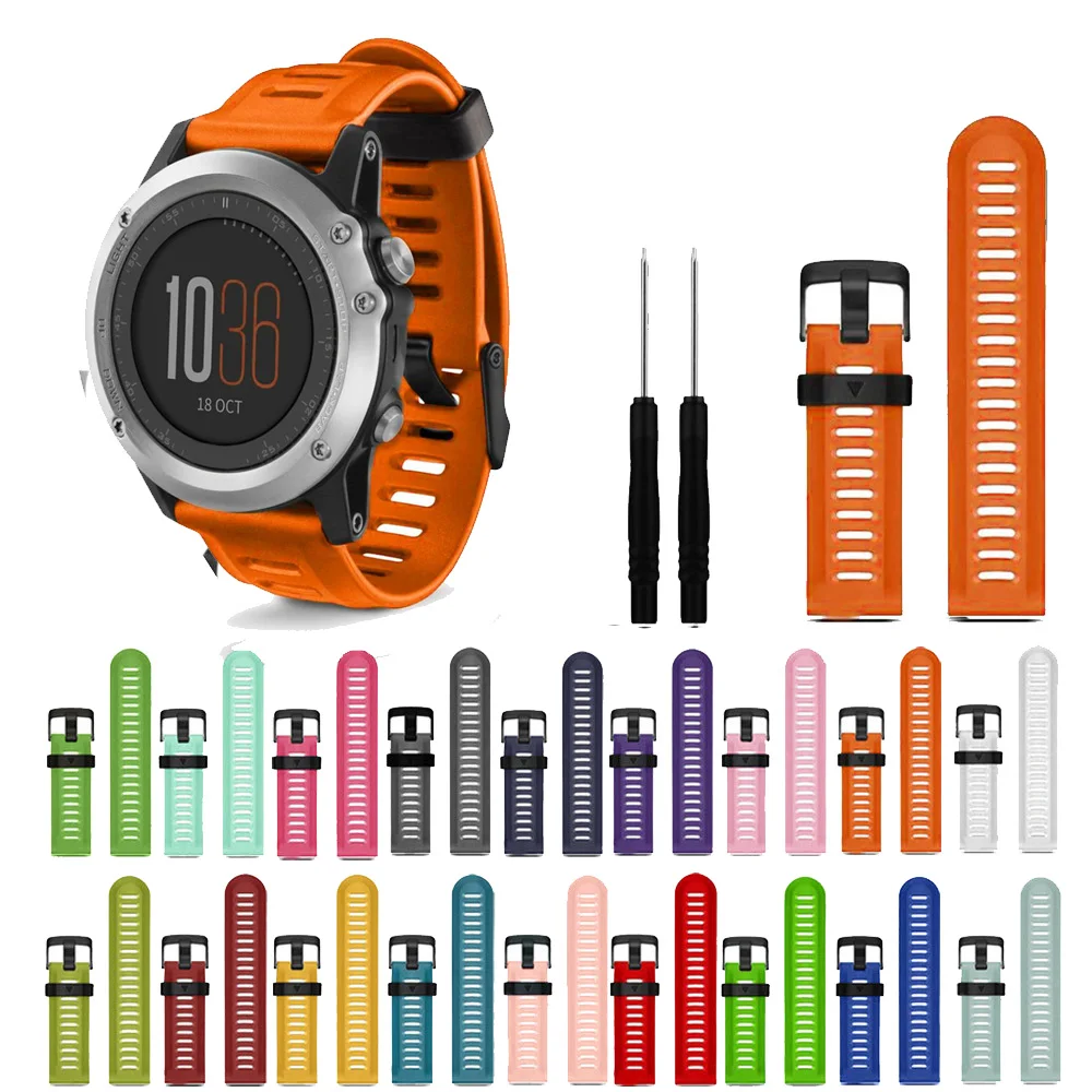 Ремешок силиконовый для наручных часов Garmin Fenix 5X Plus 3 3HR Sapphire D2 Bravo 22 см|Ремешки