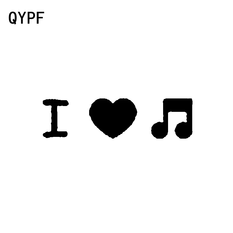 

QYPF 15,6 см * 4,2 СМ, модный виниловый автомобиль с надписью «I Love Music», цвет черный, серебристый, аксессуары
