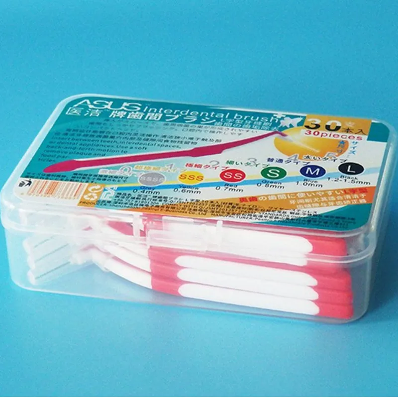 

30Pcs/box Interdental Brush 0.4-1.5mm L Shaped Orthodontic Toothbrushes Soft Dental Interdental Oral Care Brushes Oral Hygiene