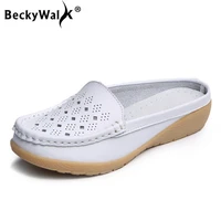 summer womens shoes real leather moccasins women loafers cut outs closed toe flats sandals slippers casual shoes woman wsh3210