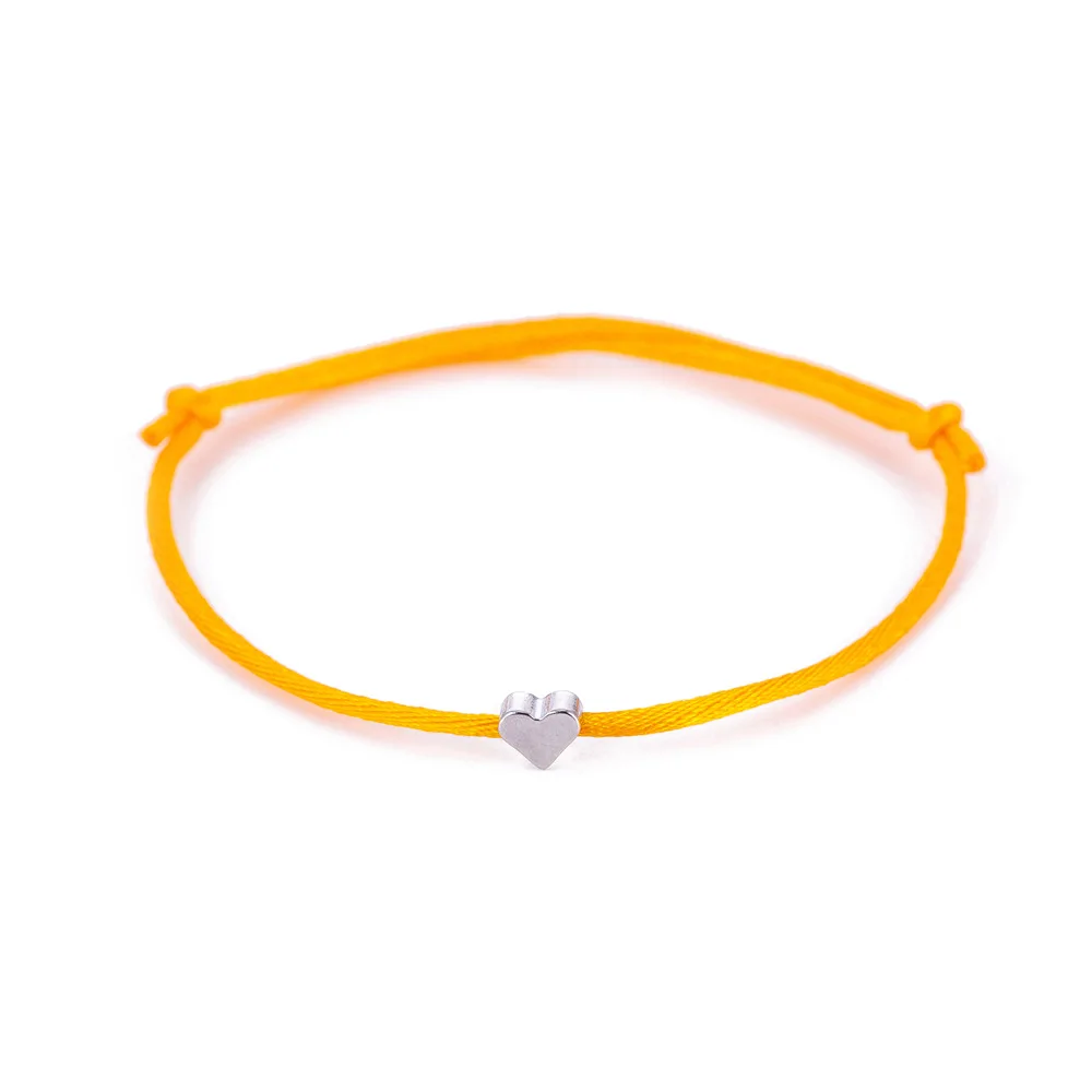 HOBSB041-yellow LINDAJOUX простой серебристый цвет сердце Шарм нить браслет для женщин мужчин ручной работы Красная Нить Веревка Ювелирные изделия - Окраска металла: HOBSB041-yellow