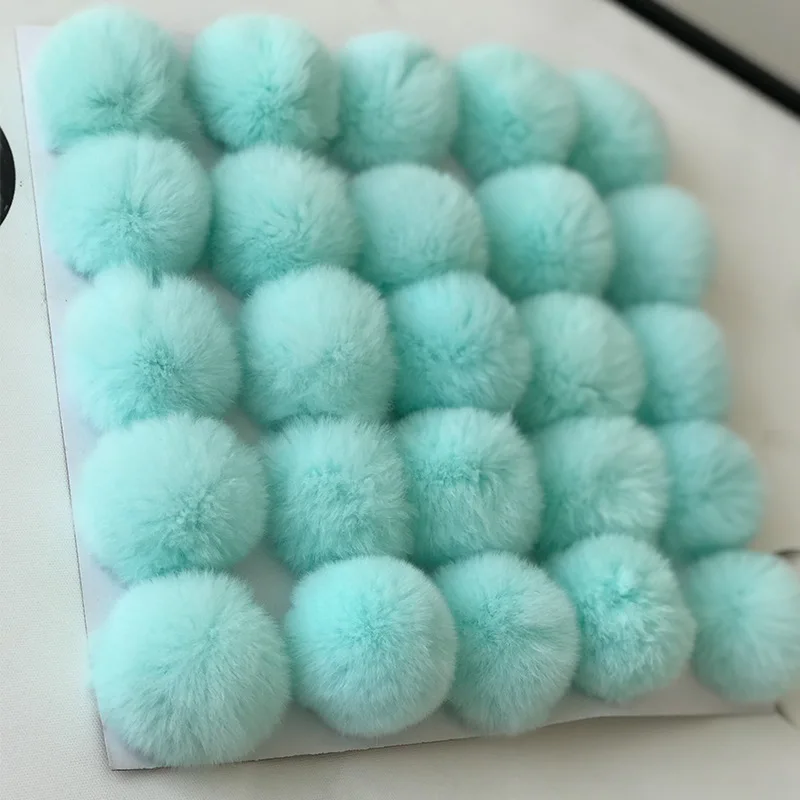 25pcs a lot wholesale 6cm real rex rabbit pom pom fur ball DIY accessories hat glove hair key chain party accessories fluffy fur