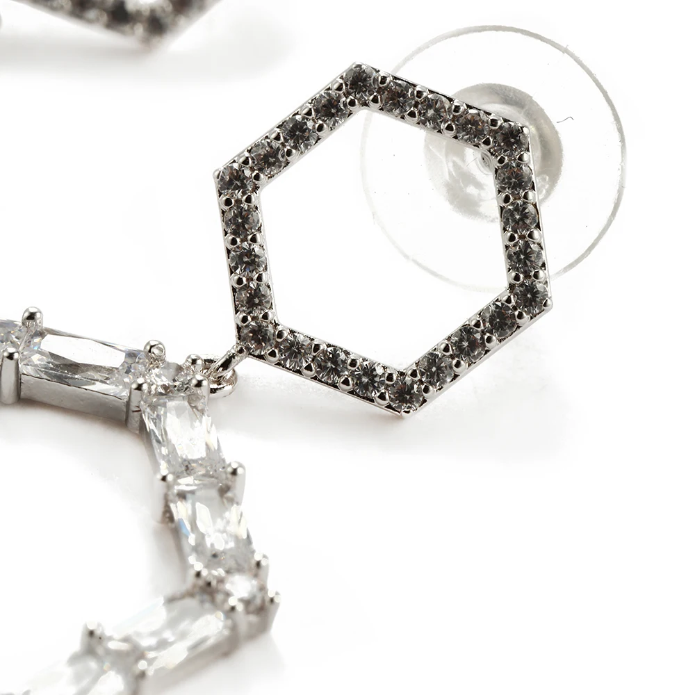 Женские Висячие серьги с фианитами AAA + стильные модные простые медные в форме