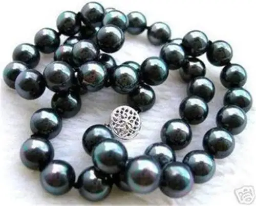 

8mm Black AAA South Sea Shell Pearl Necklace 18" LL002^^@^Noble style Natural Fine jewe FREE SHIPPING