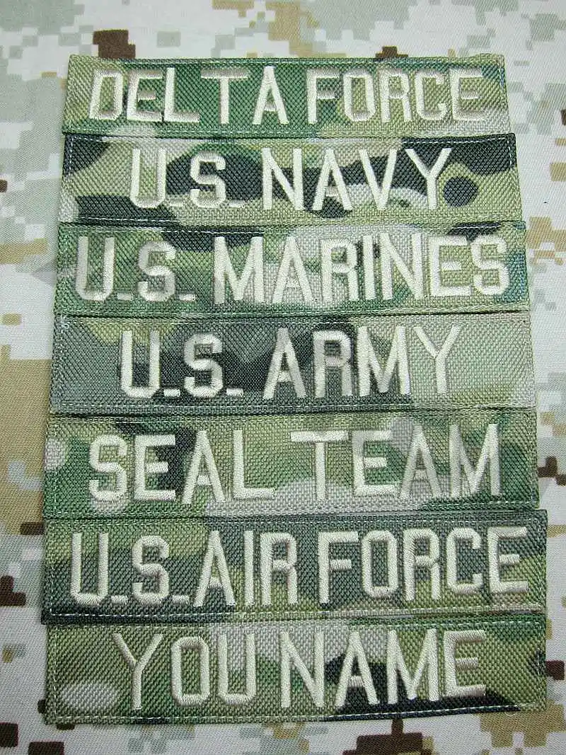

Custom Name Tape Nylon Multicam CP Background Champagne Letters Embroidery Patch