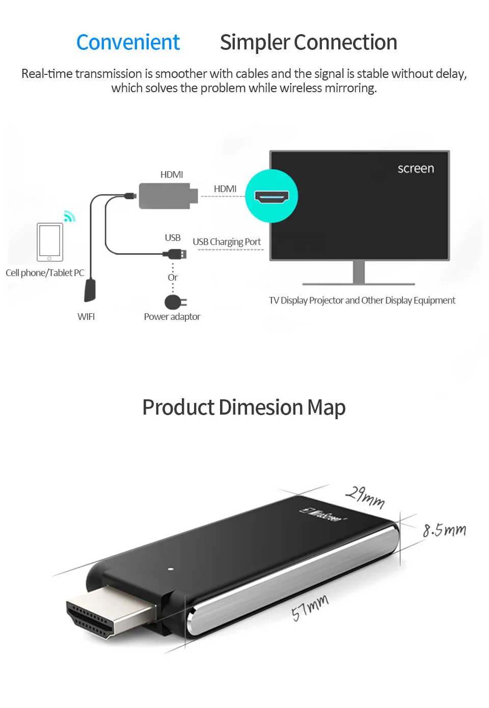 Mirascreen Wifi Дисплей ключ приемник Android tv Stick 4K 3840*2160 30P HD K6 2,4G Wifi для Apple Android windows tv Dongle