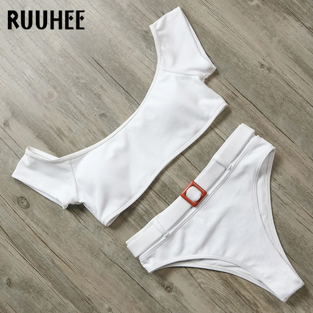 RUUHEE, сексуальный бикини, купальник, рукав, верх, купальник, женский, Одноцветный, бикини, набор, купальный костюм с пуш-ап, мягкий, летняя пляжная одежда