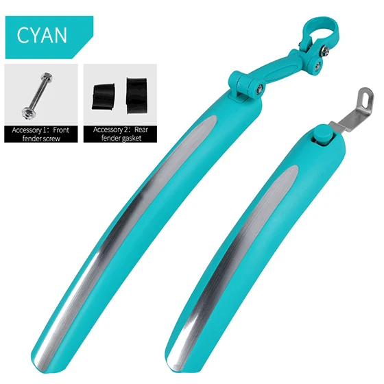 Cyan Set WEST BIKING, легкие велосипедные крылья, дорожный велосипед 700C, передний задний набор, брызговики для шин, велосипедный брызговик, быстросъемные велосипедные крылья - Цвет: Cyan Set