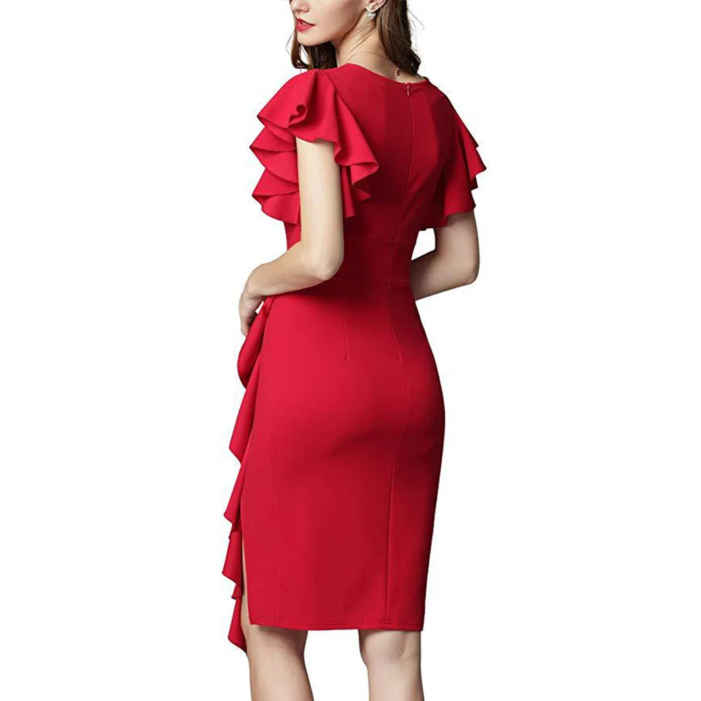 Очаровательное коктейльное облегающее платье с высокой талией тонкое карандаш