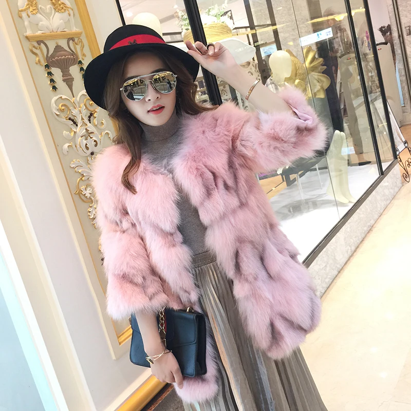 AR 2017 hot new winter women real fox fur coat female warm outwear high quality genuine free shiping | Женская одежда