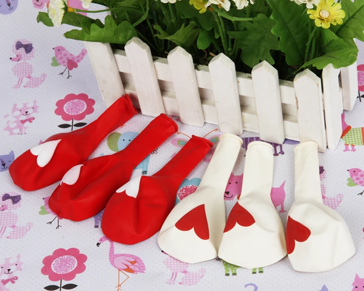 100 шт. 12-дюймовые белые и красные воздушные шары в форме сердца для украшения дня