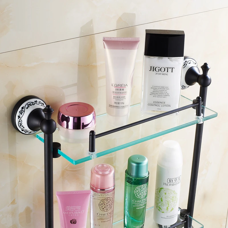 Медная стеклянная полка для ванной Полка полотенец бронзовая туалетного столика