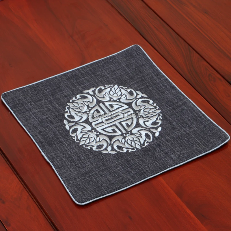 Изысканная вышивка Joyous Placemats квадратная Высококачественная льняная хлопковая Мода в китайском стиле обеденный стол защитные западные Подставки Под Еду