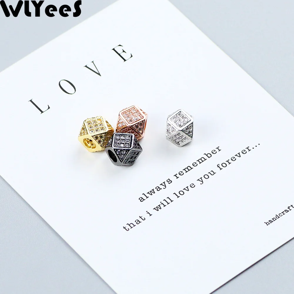 WLYeeS 2 шт. белые циркониевые геометрические подвески медные бусины 7 мм