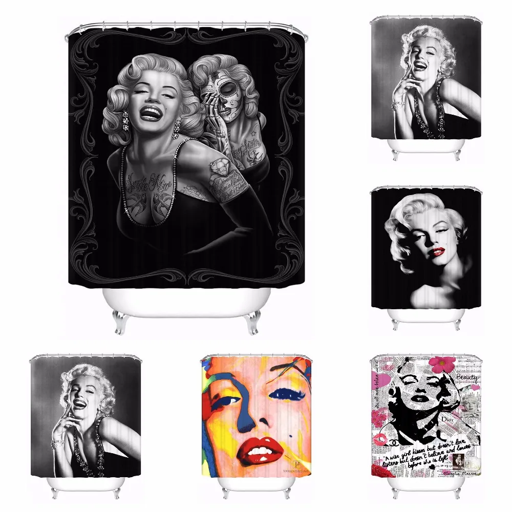 Изготовленный На Заказ Marylin Monroe коллаж ванная комната приемлемая занавеска из полиэстеровой ткани занавеска для ванной#180320-01-181