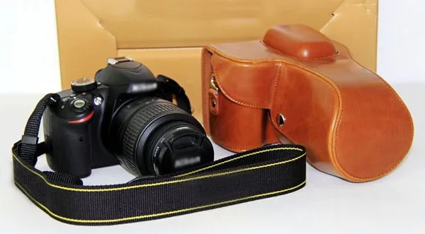 Бесплатная доставка Новый кожаный чехол для Nikon D3200 D3100 D3300 кожа Камера сумка 18- 105