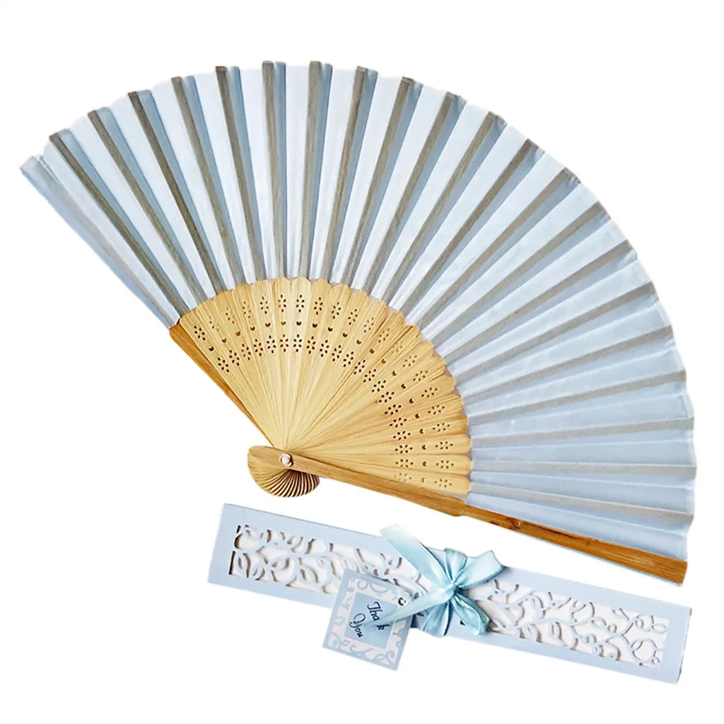 Light blue Свадебные ароматные вечерние, резные, бамбуковые, складные, шелковые веера, китайский стиль, деревянные веера, женские вееры, Abanicos Para Boda - Цвет: Light blue