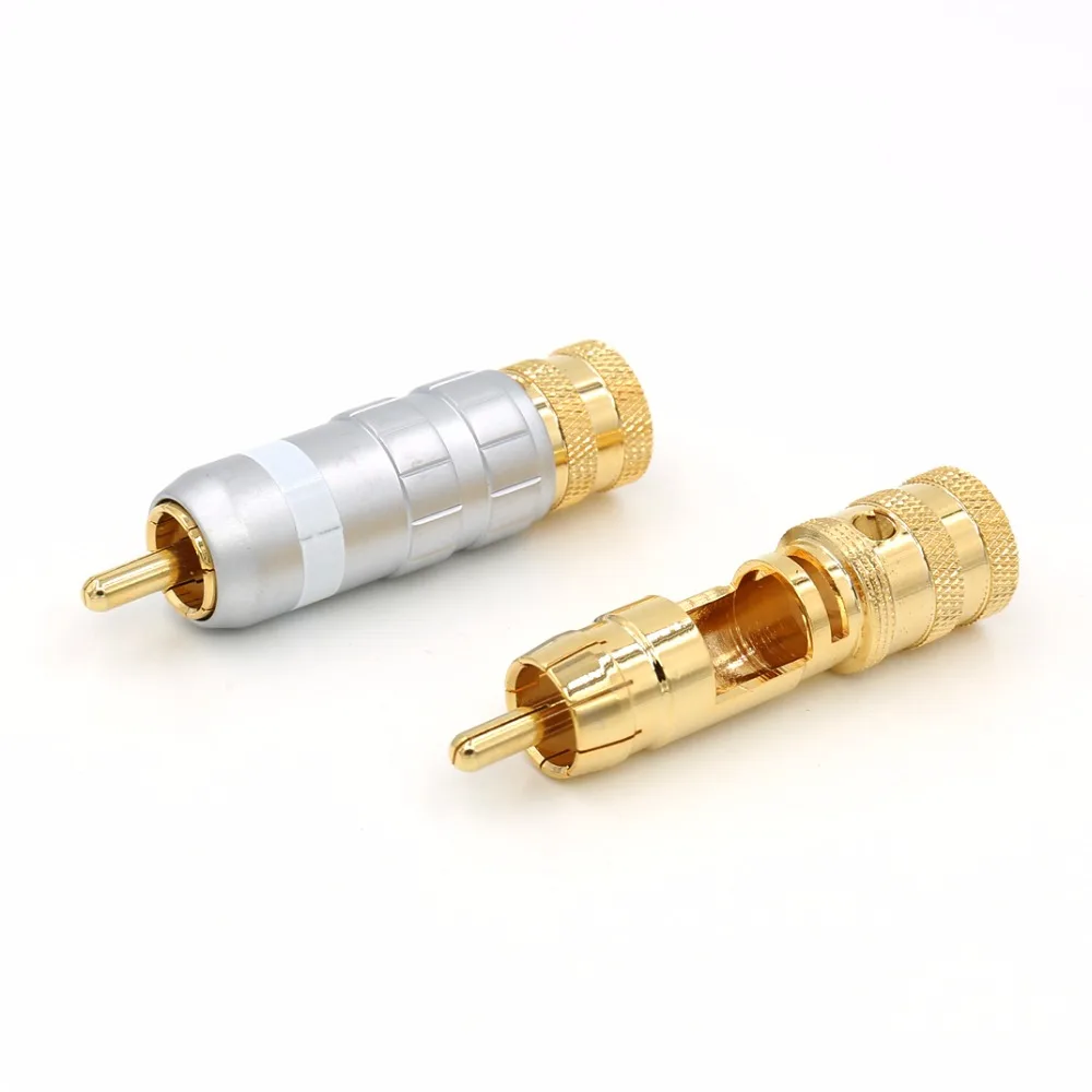 8 шт. 24 К позолоченный RCA Штекер Винт блокировка провода припоя мужской разъем для DIY HIFI RCA соединительный кабель