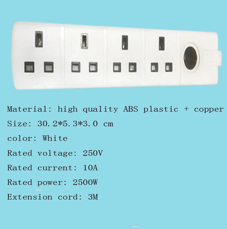 3 м удлинитель новая кабельная розетка Великобритания силовой преобразователь