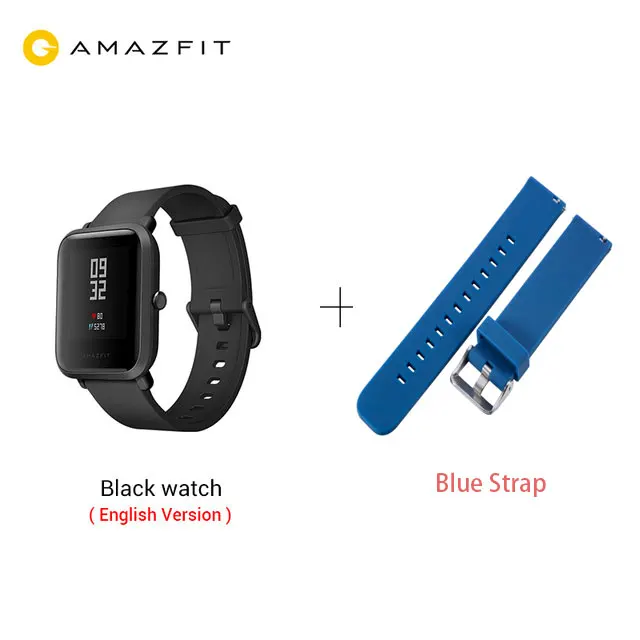 Black blue strap Huami Amazfit Bip ультра-светильник 32g спортивные умные часы с Wi-Fi Bluetooth gps 45 дней в режиме ожидания - Цвет: Black blue strap