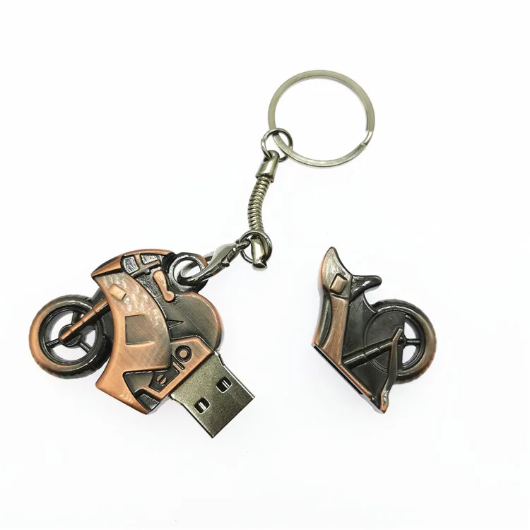 Флеш-накопителей и холодный металл moto rcycles USB флэш-накопитель 32 Гб оперативной памяти, 16 Гб встроенной памяти, 8GB 4GB брелок U диск Флешка бронза moto классный подарок+ цепочка для ключей