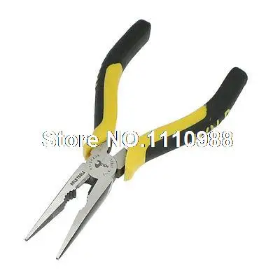 

Hand Tool Yellow Black Handle Straight Needle Long Nose Pliers 6"