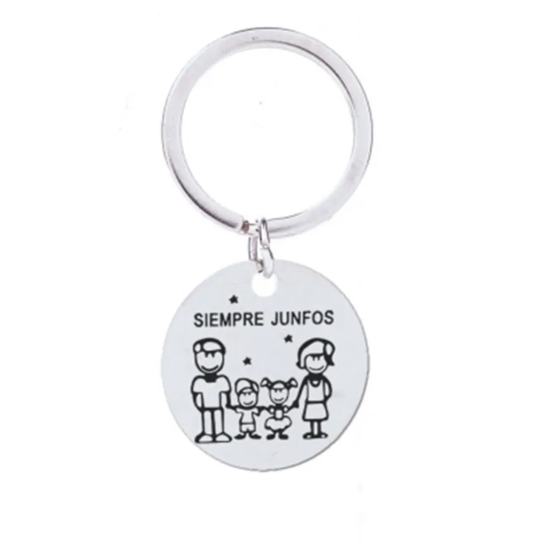 

Hot fashion siempre junfos forever family gathering Stainless steel keychain Spanish Men and women jewelry