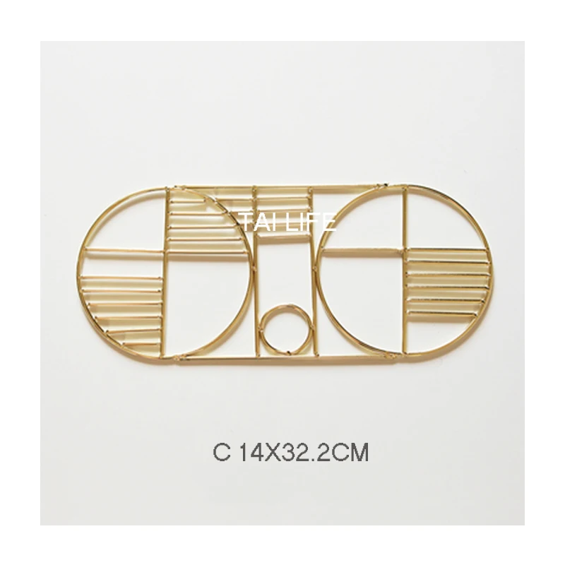 C 32.2x14cm Скандинавском стиле железо золотого цвета с геометрическим рисунком чашки коврик, подложка под стол для дома Свадебные украшения, аксессуары салфетки для Кухня посуда кружки чашки - Цвет: C 32.2x14cm