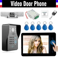 7 wireless video door phone kit with code krfid keyfobs electronic strike lock wireless controller video doorbell intercom
