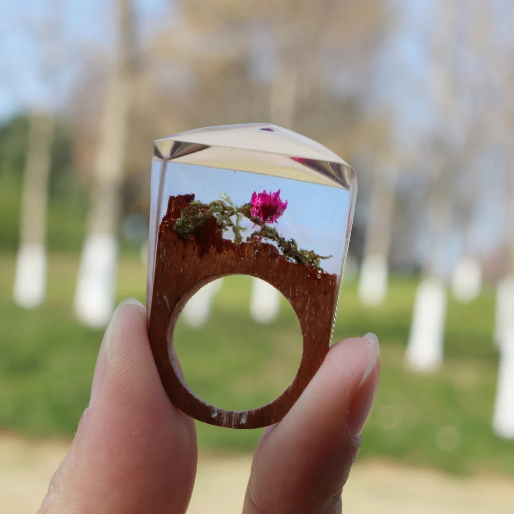 Fimme 2018 Конструктор Деревянный кольцо с розовым Blossom DIY миниатюрный пейзаж миров