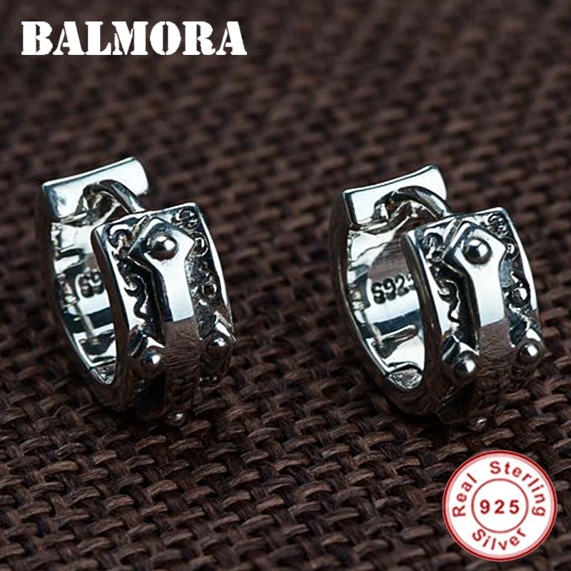 BALMORA,, настоящее 925 пробы, серебряные, с крестом, с буквами, клипсы для женщин, модные, Ретро стиль, тайские серебряные ювелирные изделия, Aretes SY30987