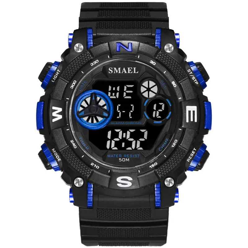 Цифровые наручные часы спортивные водонепроницаемые SMAEL часы S Shock Montre мужские военные часы Топ бренд 1317 мужские часы цифровой светодиодный - Цвет: Blue