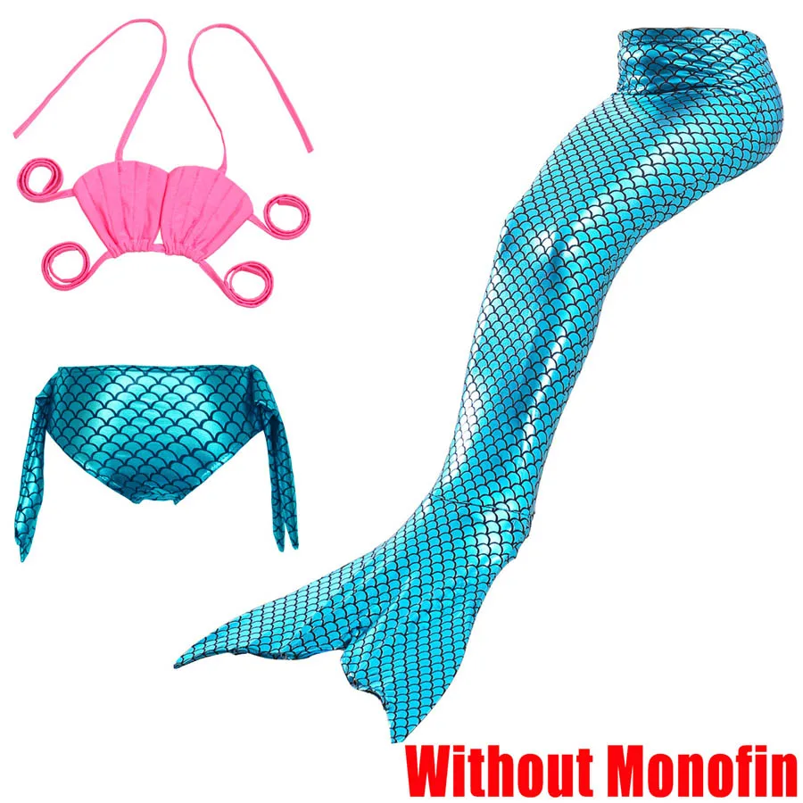 Without Monofin 5 Купальный костюм «хвост русалки» для девочек, детский костюм для костюмированной вечеринки, детский купальный костюм, комплект бикини - Цвет: Without Monofin 5