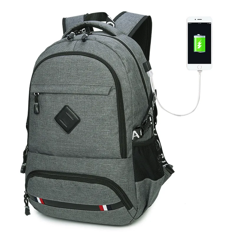 Qokr мужчин USB зарядка Рюкзак 15/15. 6 дюймов ноутбук Школьные сумки повседневные