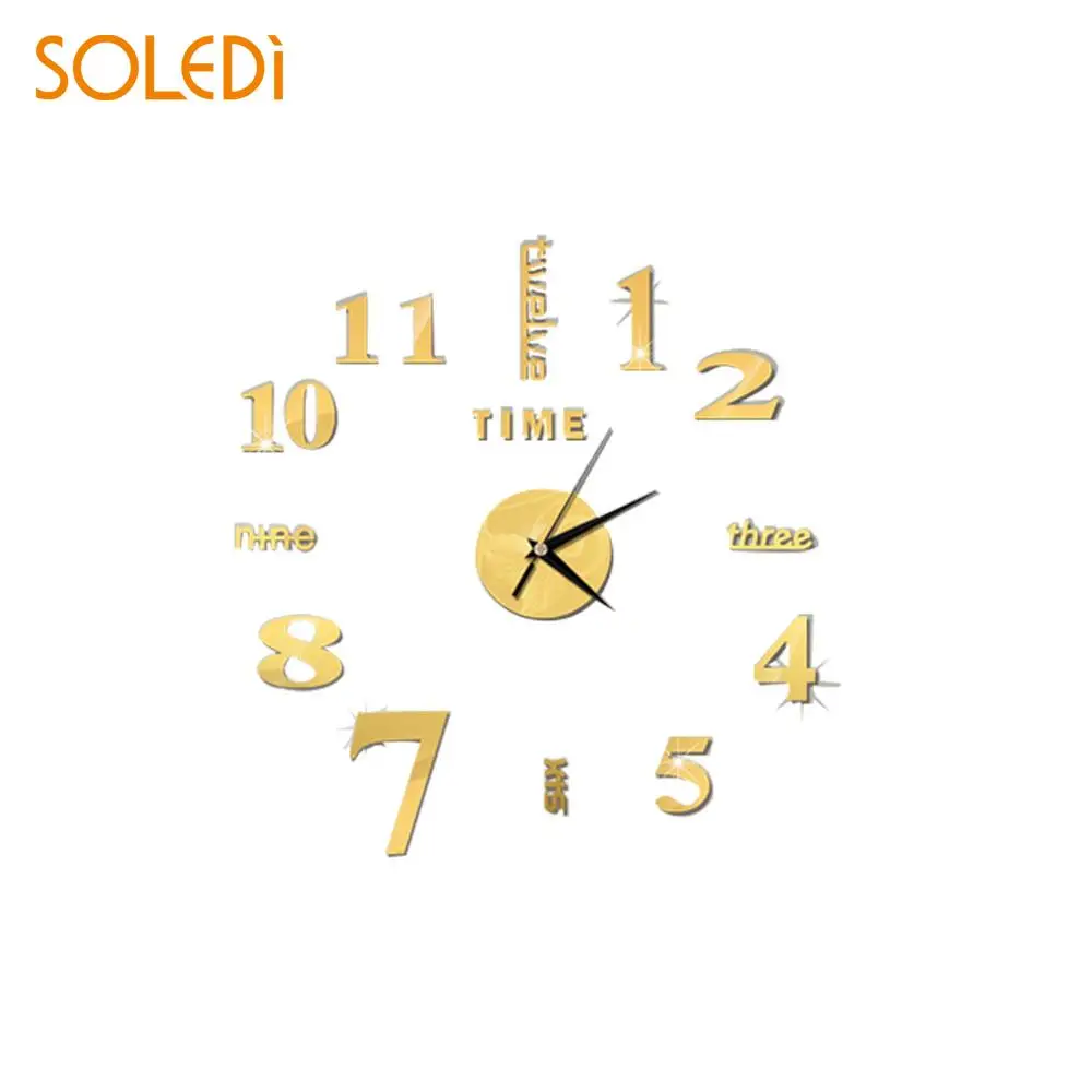 4 Color Acrylic Wall Stickers Clocks Sticker 3D Mirror Clock Home Decor Mural DIY Removable for Living Room | Дом и сад