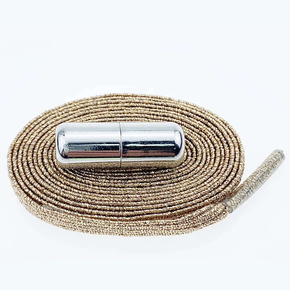 Золотой 1Pair 100cm No Tie Lazy Shoelaces shiny Elastic Shoes Lace Casual Sneakers Stretchy Shoelace Glitter Elasticity Shoe Laces - Цвет: Золотой