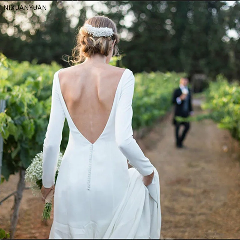 Новинка женское платье-футляр с длинным рукавом и открытой спиной платье со