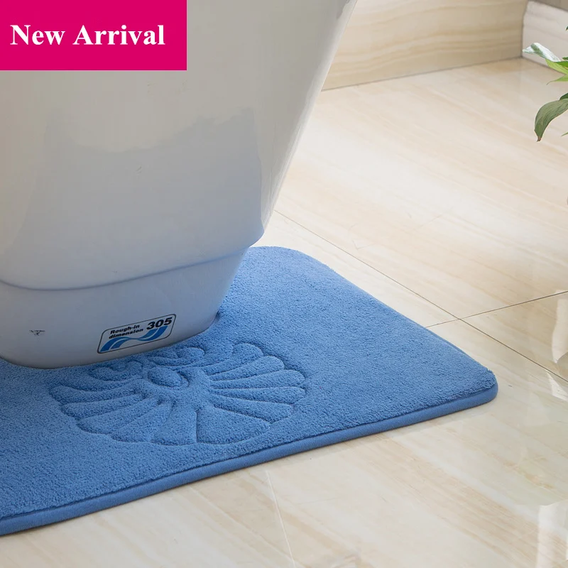 Недорогие разноцветные U образные водопоглощающие утолщенные коврики для ванной
