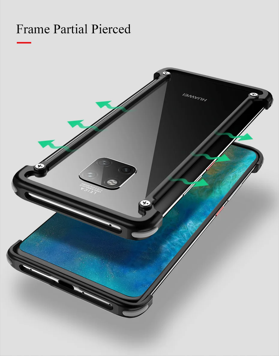 OATSBASF подушка безопасности металлический бампер чехол для huawei mate 20 pro RS чехол индивидуальный металлический чехол для huawei mate 20X360 градусов чехол