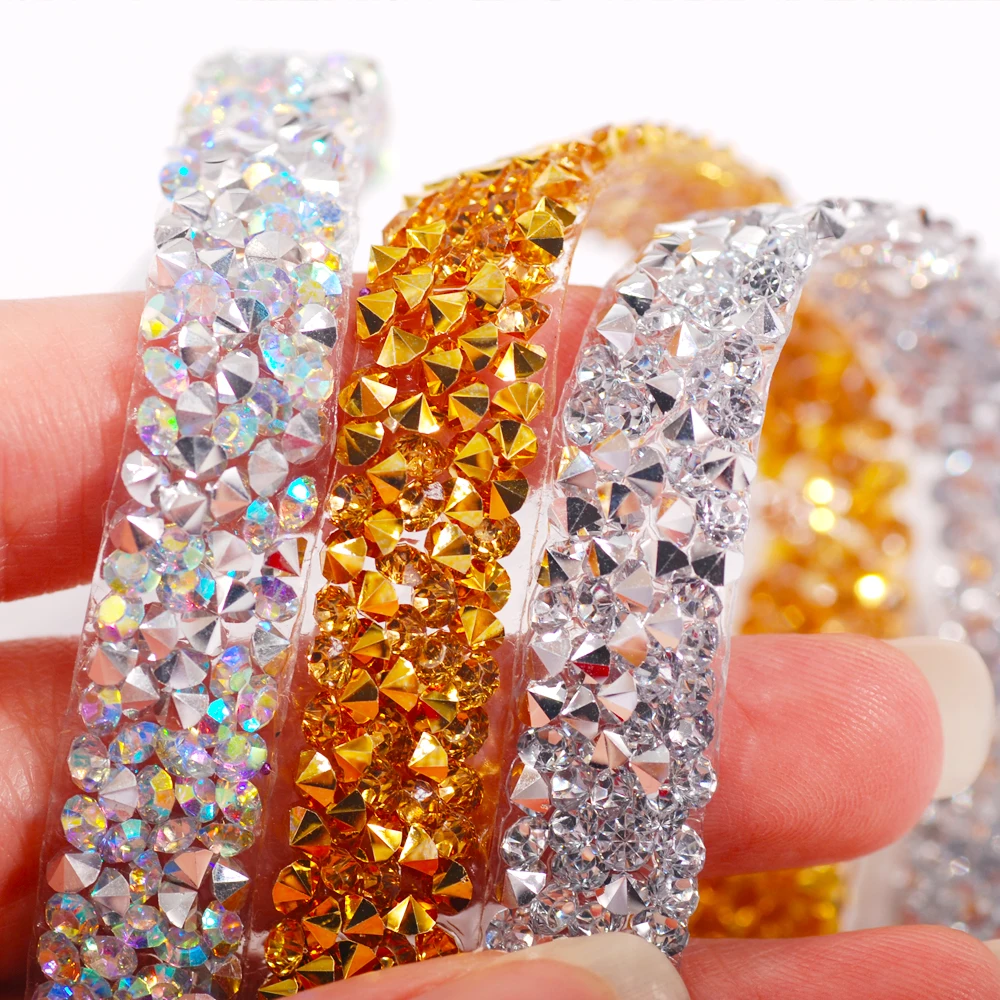 DIY hot fix strip wedding decoration inlay sharp-bottomed rhinestone home decoration accessories patches for clothing