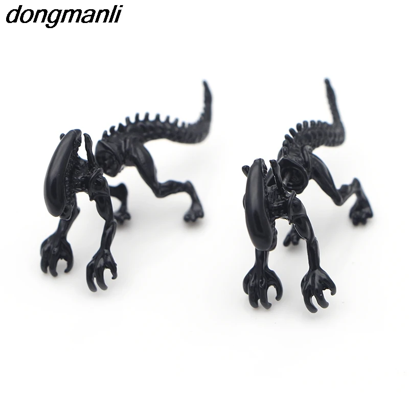 P744 dongmanli новые модные крутые серьги Alien черные эмалевые серьги-гвоздики для
