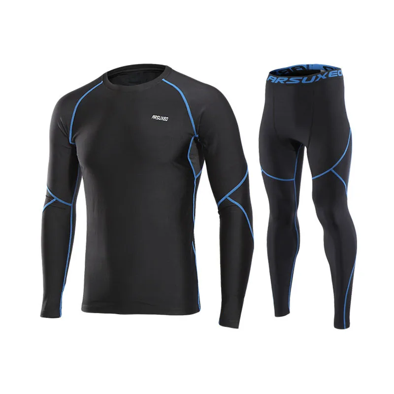 Осенне-зимний мужской набор для бега термальный флисовый компрессионный