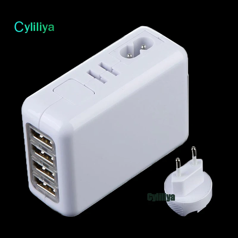 EU AU US UK вилка 4 порта USB настенное зарядное устройство 2.1A 10 Вт портативное для