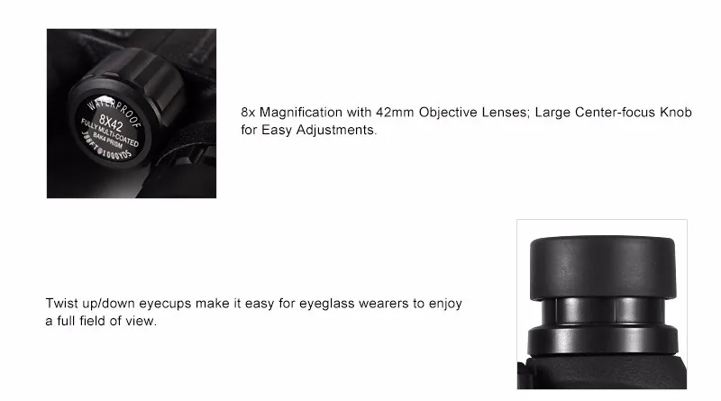 Eyeskey Non-slip 8х42 Водонепроницаемый бинокль с шейный ремень кемпинг охотничьи прицелы с Bak4 Призма мощный бинокль 8x42