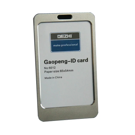 V silver no rope Genuine DEZHI Aluminum Alloy Employee Id Card Information card Holders Customize Logo Metal Badge Holder - Цвет: V silver no rope