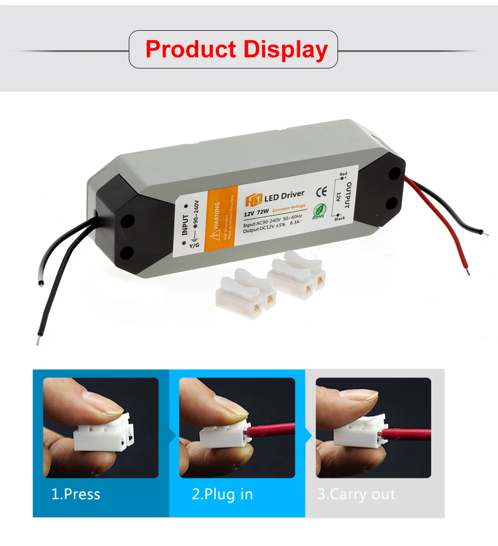 12V источник питания светодиодный драйвер 36W 72W AC 94 V-220 V до 12V DC трансформатор освещения для светодиодной ленты