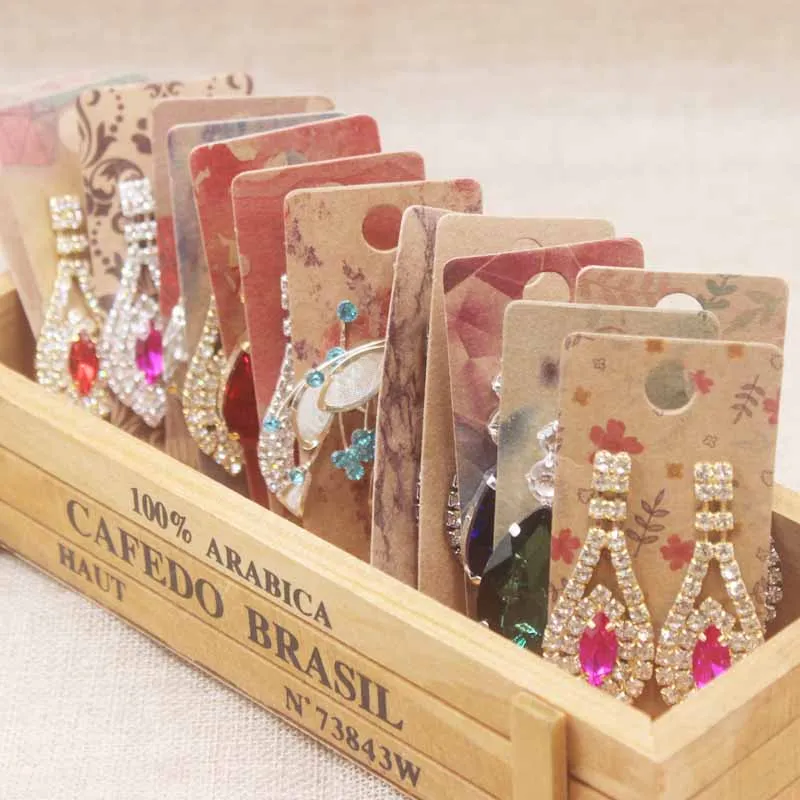wholesale 300GSM cardboard Kraft paper Jewelry Display Cards Multi Color Earring &ampPendant packaging 100pcs=1lot DIY design | Украшения и