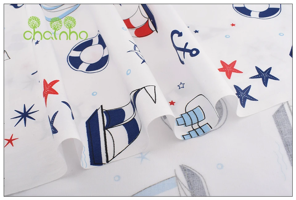 Chainho, Ocean Series,Printed Twill Cotton Fabric,Patchwork Cloth For DIY Sewing Quilting Baby&Children's Material,100x160cm