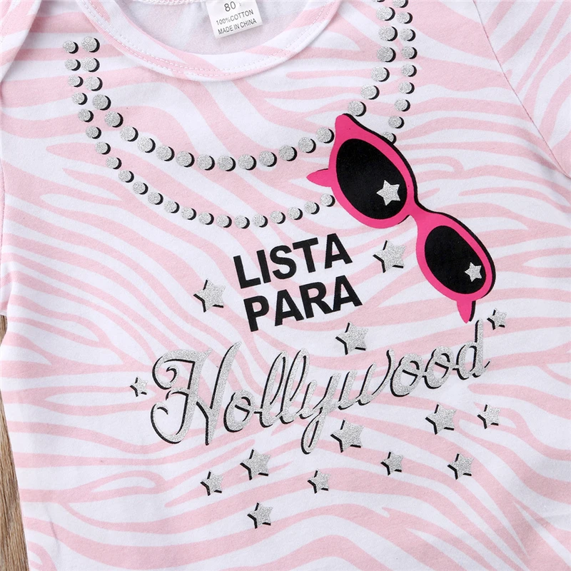 Милый розовый комбинезон с короткими рукавами для маленьких девочек