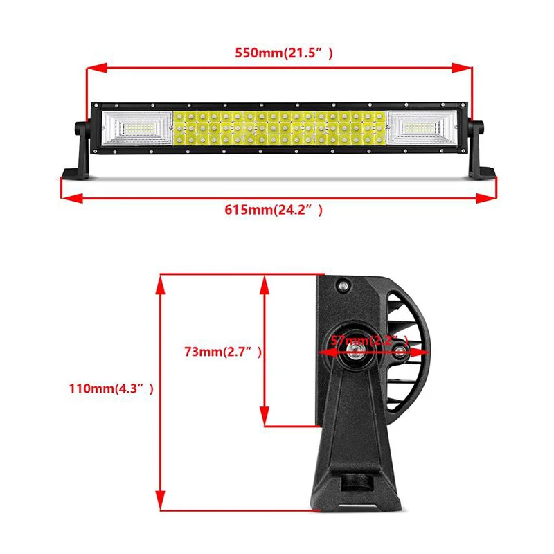 

Oslamp 22inch 3-Row LED Light Bar Offroad LED Chips Combo Led Work Light 324W Wattage Straight Led Bar 4x4 4WD Car-styling